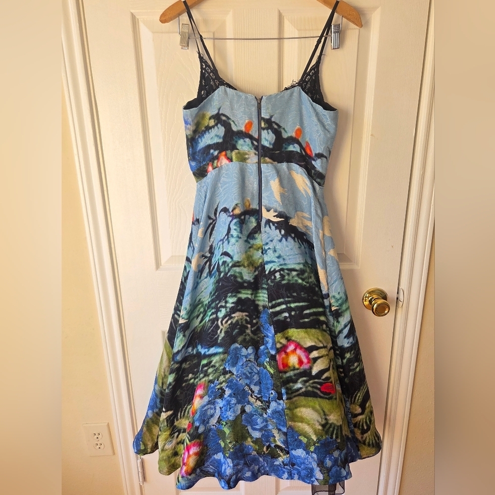 Anthropologie X Tracy Reese Fit and Flare Dress 6 Scenic View Midi Blue $398 - Picture 7 of 10